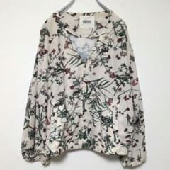 OZOC 보타니컬 패턴 블루존 M 38 꽃무늬 지퍼 재킷 겉옷