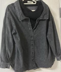 add COLOR デニムジャケット 重ね着風 ブラック Mサイズのサムネイル