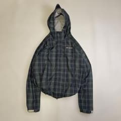 Columbia シェルジャケット グリーンチェック XL ドローコード 短丈