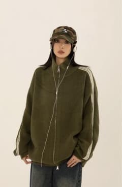 地底人ONLINE ニットトラックジャケット greenのサムネイル