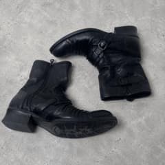 00s Archive Black Leather Boots Side Zip