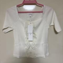 JILLSTUART 半袖 リブニット フリル ホワイト フリーサイズ 新品のサムネイル