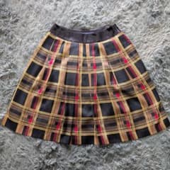 M'S GRACY エムズグレイシー チェック柄 タックフレアスカート 38 M