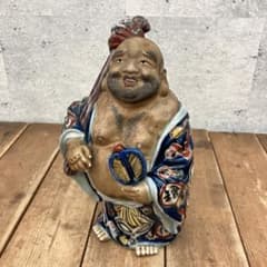 九谷焼　布袋様　置物　陶芸　七福神　縁起物　時代物 九谷焼 九谷焼陶器布袋様置物七福神 布袋像ヴィンテージレトロ骨董品工芸品