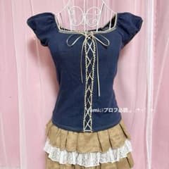 リボンデニムTシャツ♡姫カジ森ガールフェアリーグランジy2kリズリサ系