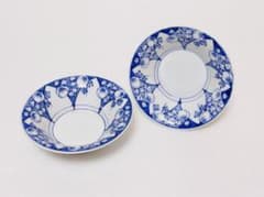 明治嬉野焼 幻の源六焼 初代 富永源六 染付濃梅図花弁文朝顔形状小鉢2