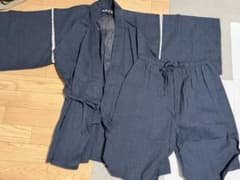 江戸てん 甚平 猫柄 紺色のサムネイル