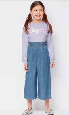 GU girls デニムイージーワイドパンツ 150cmのサムネイル