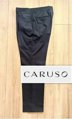【美品】CARUSO カルーゾ　スラックス　パンツ 毛 ウール 黒 ブラック 美品】CARUSO カルーゾ スラックス パンツ 毛 ウール ネイビー 紺