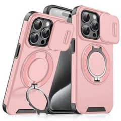 iPhone17 용 케이스 카메라 보호 낙하 방내 충격 스탠드포함 핑크