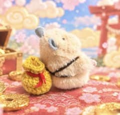 はむにぎり 袋 リュック 黄色 ハンドメイド ぬい活 ぬい服のサムネイル