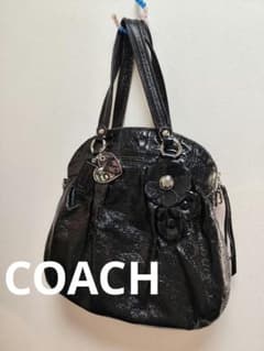 大人気】COACH コーチ ポピー ♡エナメルトートバッグ 黒 - メルカリ