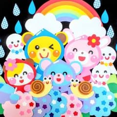 6月壁面飾り＊虹とてるてる坊主＊あじさい＊梅雨＊保育園・幼稚園・動物壁面のサムネイル