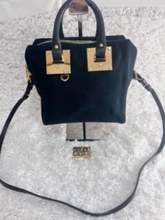 美品SOPHIE HULME 2way ハンドバッグ キャンバス 黒チャーム付き