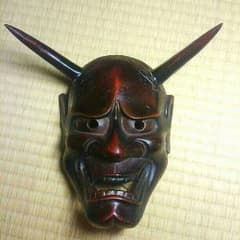 般若の鉄仮面 鉛 真鍮 アンティーク ヴィンテージ 骨董品 レトロ ホラー　能面のサムネイル