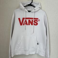 VANS バンズ　フロントロゴ ホワイトパーカー Mサイズのサムネイル