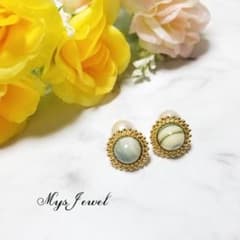 *＊antique＊*Gold circle×Pearl…whiteのサムネイル