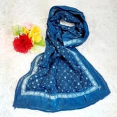 美品△45rpm ストール インディゴ 藍色 パターン柄 総柄 - メルカリ