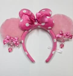 ☆美品☆ディズニー ミニー　イヤリングカチューシャ ピンク ドットのサムネイル