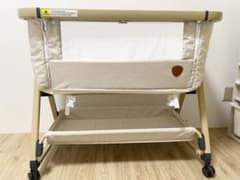 半年使用】HZDMJ ベビーベッド ベージュ 折りたたみ 持ち運び可能