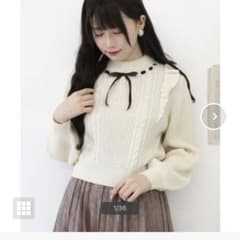 フィント　はしごリボンケーブルニットプルオーバー　ホワイト F i.n.tのサムネイル