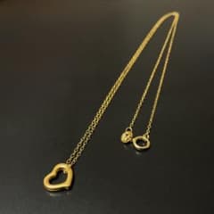 24K 純金 S925 オープンハートのペンダント ゴールドネックレスのサムネイル