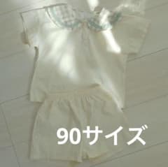 【夏服セットアップ】90サイズ・ギンガムチェックのセーラーシャツ・半袖短パンのサムネイル