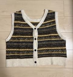 Fair Isle knit vest, open front, by niko and...