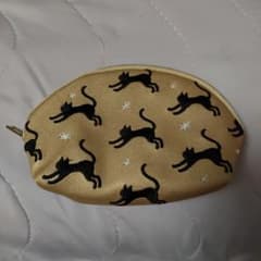 黒猫刺繍の金色ミニポーチのサムネイル