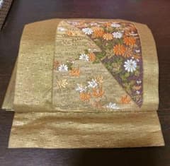 簡単 時短 つくり帯 ゴールド 金色 花柄 名古屋帯のサムネイル