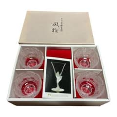 【美品・未使用】佐々木硝子 風雅 クリスタル珍味入れ 5客 箱付きのサムネイル