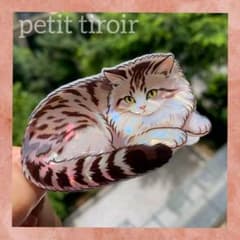 ネコ サバトラ バンスクリップ ヘアクリップ 猫 ヴィンテージ - メルカリ