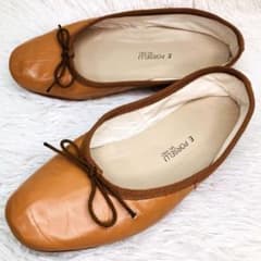 44* E.PORSELLI ポルセリ　バレエシューズ　オレンジ　新品 美品】ポルセリE.Porselli バレエシューズ オレンジ フラット - メルカリ