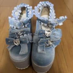 【Ank Rouge】 厚底パンプス 水色 ビジュー フリルのサムネイル