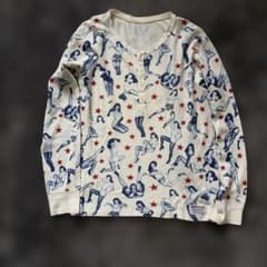 ワコマリア ピンナップガール 総柄 ヘンリーネック ワッフル サーマル 