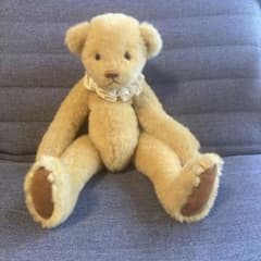 高級・ガラスアイ】ヴィンテージ テディベア 30cm 木毛 レース襟