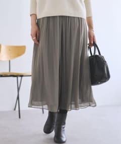 BEARDSLEYビアズリー シワシフォンギャザーパンツ 2サイズ カーキ