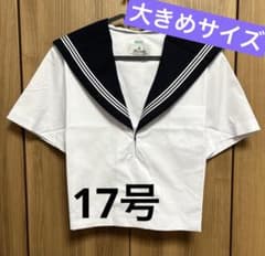 17号名西高校夏セーラー服襟取り外しタイプ大きめ特注サイズ 夏セーラー服 17号 白3本 紺襟付け外し 横開き 大きめ 新品未使用 日本