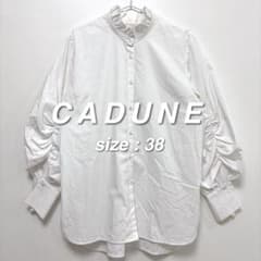 CADUNE 스탠드 컬러 프릴 블라우스 38 화이트 긴팔 여성