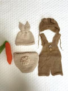 ニューボーンフォト・くまさん&うさぎさんセット♡新生児・ロンパースのサムネイル