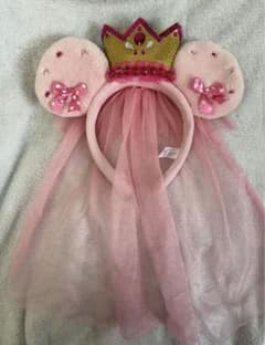 ディズニーカチューシャ 王冠 ピンク ベール 花嫁のサムネイル