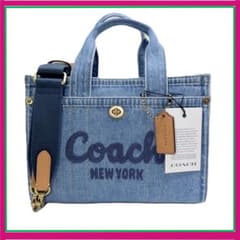 COACHコーチアウトレット品26cmデニムブルーカーゴトートバッグのサムネイル