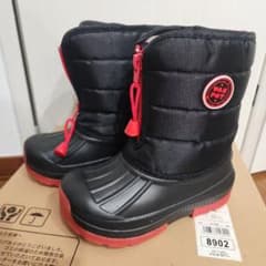 キッズスノーブーツ 黒/赤 ジッパー付き　17-18cmのサムネイル