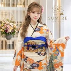 525【ヴィンテージモダン】鴛鴦【正絹振袖6点フルセット】卒業式成人式