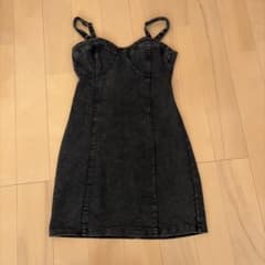 ブラック デニム ノースリーブ ミニワンピースのサムネイル