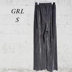 【GRL グレイル】【S】ワイドパンツ　ベロア　ブラウン　ウエストゴム　大人