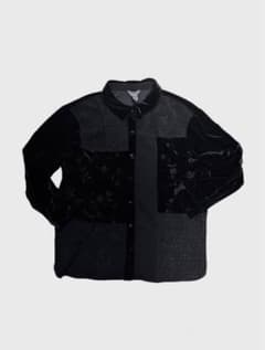 古着屋　パッチワークシャツ　ベロア XL