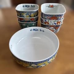 有田焼 吾山窯 絵変わり鉢揃花鳥文色絵小鉢6個・中鉢1個セット - メルカリ