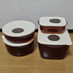 タッパーウェア 】 ロックンサーブ 4点 セット 保存容器 レンジ容器