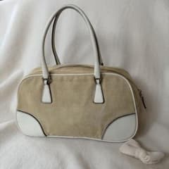 【訳あり正規品】PRADA プラダ キャンバス×レザー ミニ ボーリングバッグ 訳あり正規品】PRADA プラダ キャンバス×レザー ミニ ボーリングバッグ
